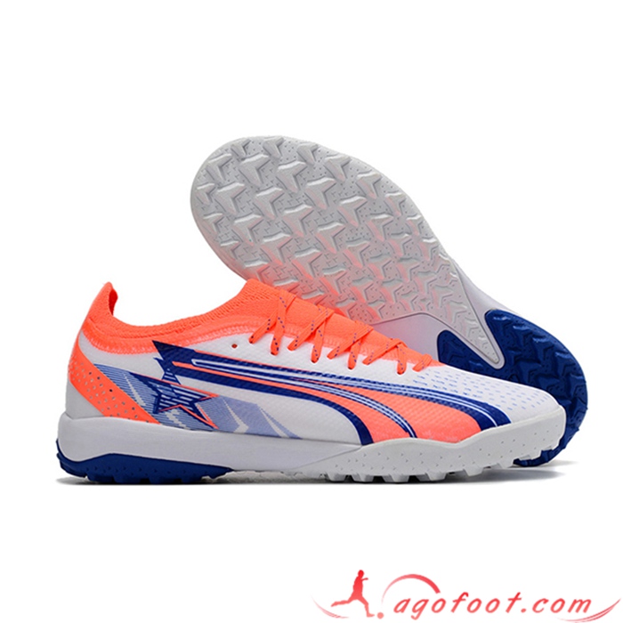 Puma Chaussures de Foot Ultra Ultimate TF Blanc/Rouge/Orange/Bleu