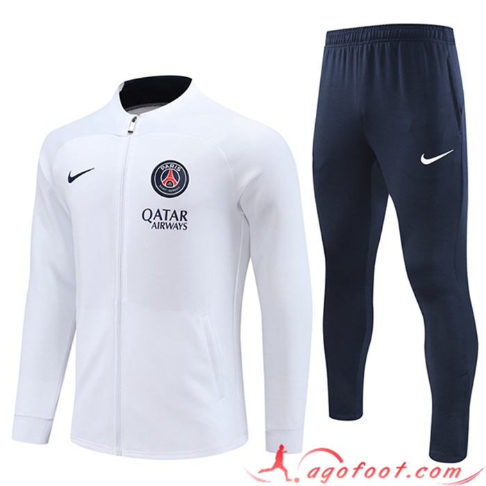 Ensemble Survetement de Foot - Veste PSG Blanc 2022/2023