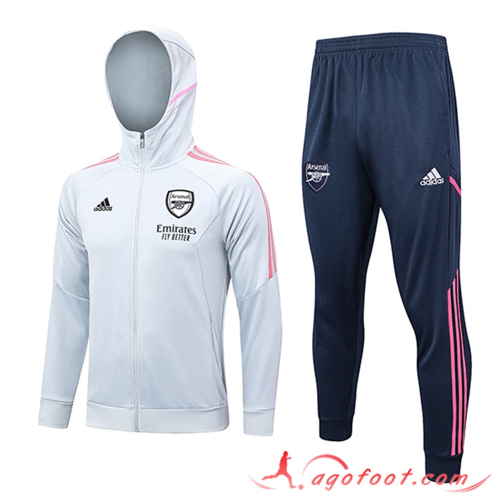 Ensemble Veste A Capuche Coupe-Vent Arsenal Gris Clair 2023/2024