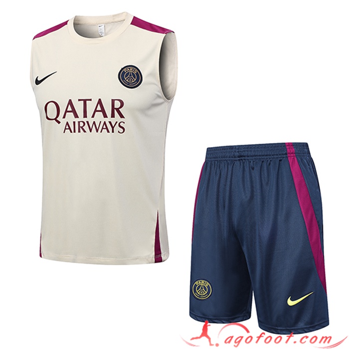 Ensemble Training Debardeur + Shorts PSG Jaune 2023/2024