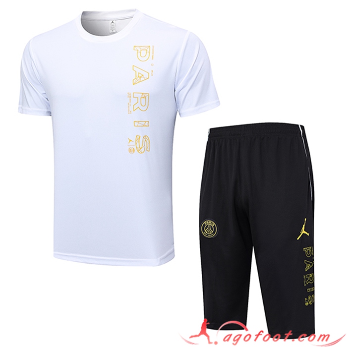 Ensemble Training T-Shirts + Shorts PSG Blanc 2023/2024