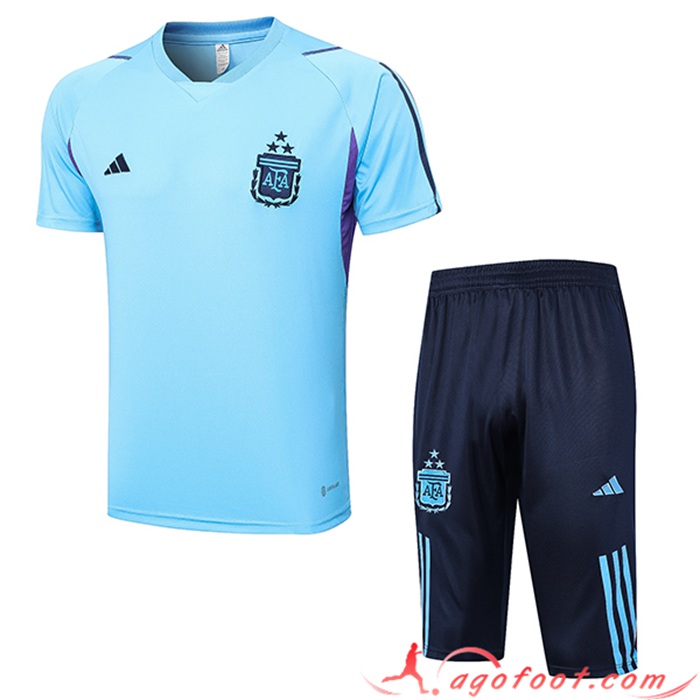 Ensemble Training T-Shirts + Shorts Argentine Bleu Clair 2023/2024