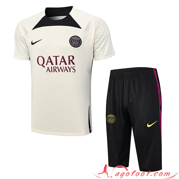 Ensemble Training T-Shirts + Shorts PSG Jaune 2023/2024