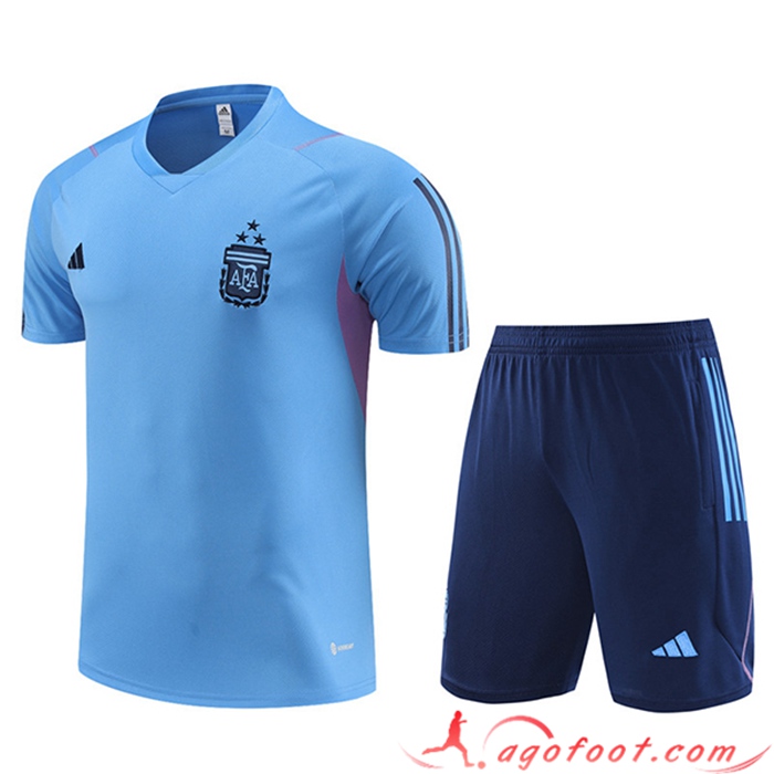 Ensemble Training T-Shirts + Shorts Argentine Bleu Clair 2023/2024