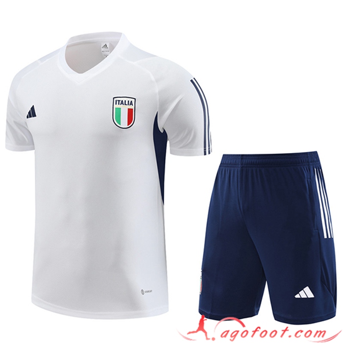 Ensemble Training T-Shirts + Shorts Italie Blanc 2023/2024