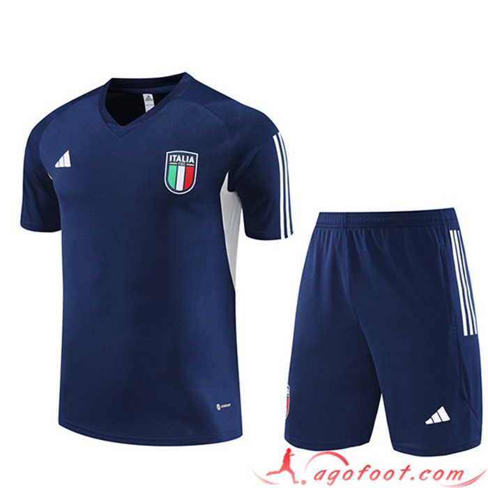 Ensemble Training T-Shirts + Shorts Italie Bleu Marine 2023/2024