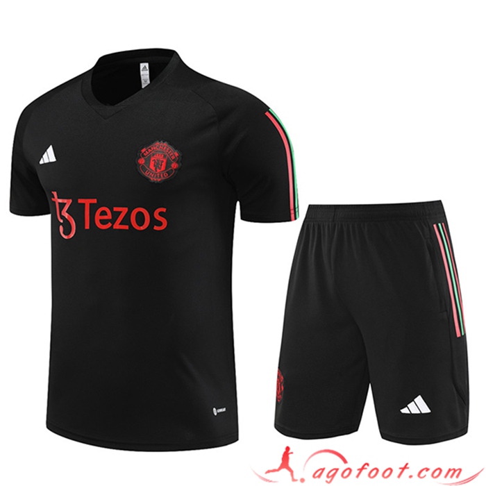 Ensemble Training T-Shirts + Shorts Manchester United Noir 2023/2024