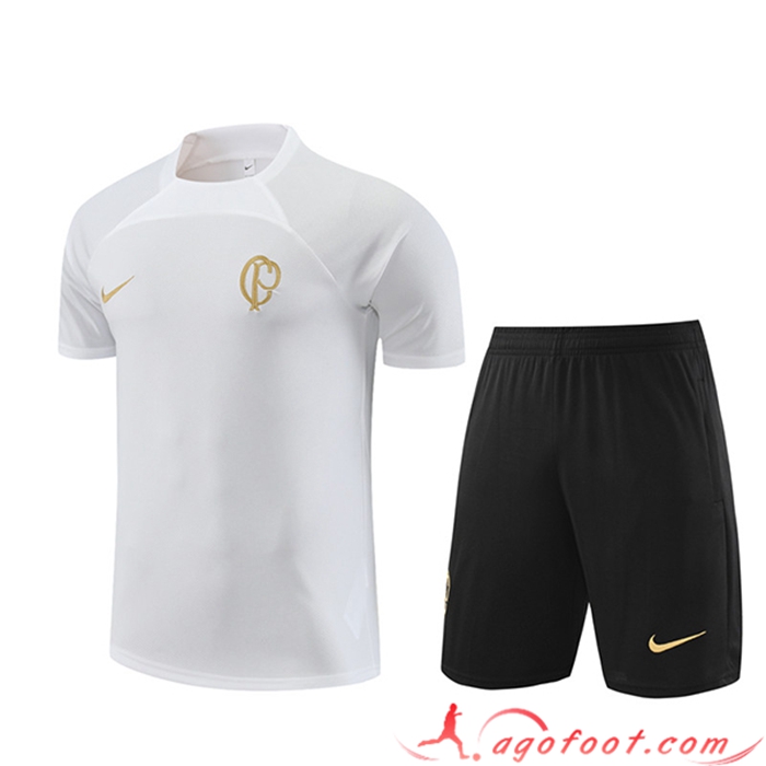 Ensemble Training T-Shirts + Shorts Corinthians Blanc 2023/2024