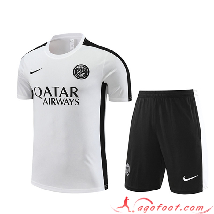 Ensemble Training T-Shirts + Shorts PSG Blanc 2023/2024