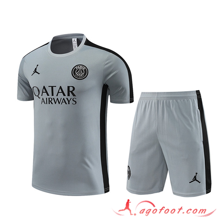 Ensemble Training T-Shirts + Shorts PSG Gris 2023/2024