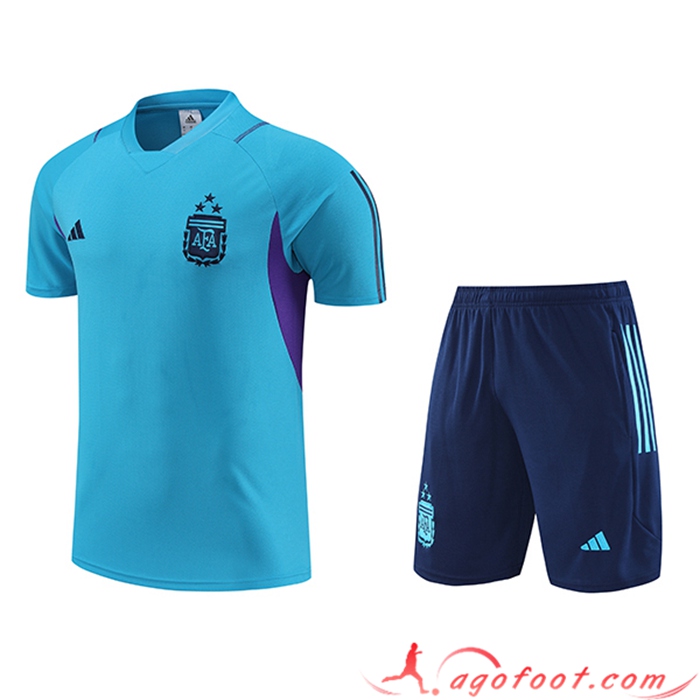 Ensemble Training T-Shirts + Shorts Argentine Bleu Clair 2023/2024