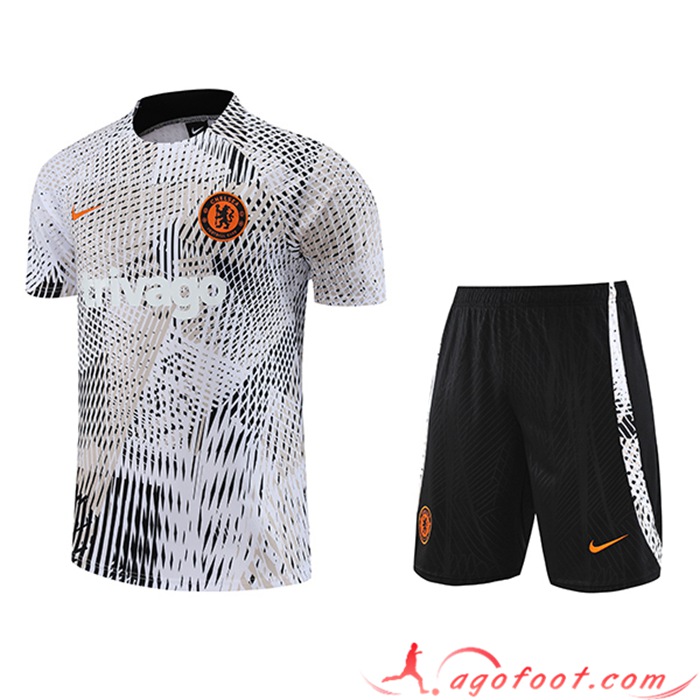 Ensemble Training T-Shirts + Shorts FC Chelsea Blanc 2023/2024