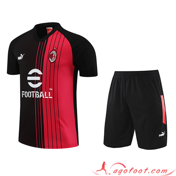 Ensemble Training T-Shirts + Shorts Milan AC Blanc/Gris 2023/2024