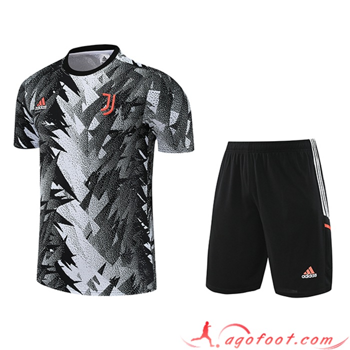 Ensemble Training T-Shirts + Shorts Juventus Blanc/Noir 2023/2024