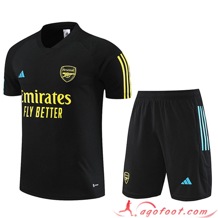 Ensemble Training T-Shirts + Shorts Arsenal Noir 2023/2024