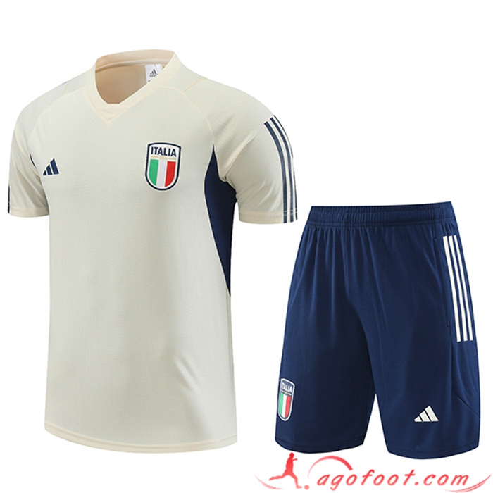 Ensemble Training T-Shirts + Shorts Italie Blanc 2023/2024