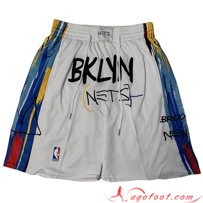 Shorts NBA Brooklyn Nets 2023 Blanc