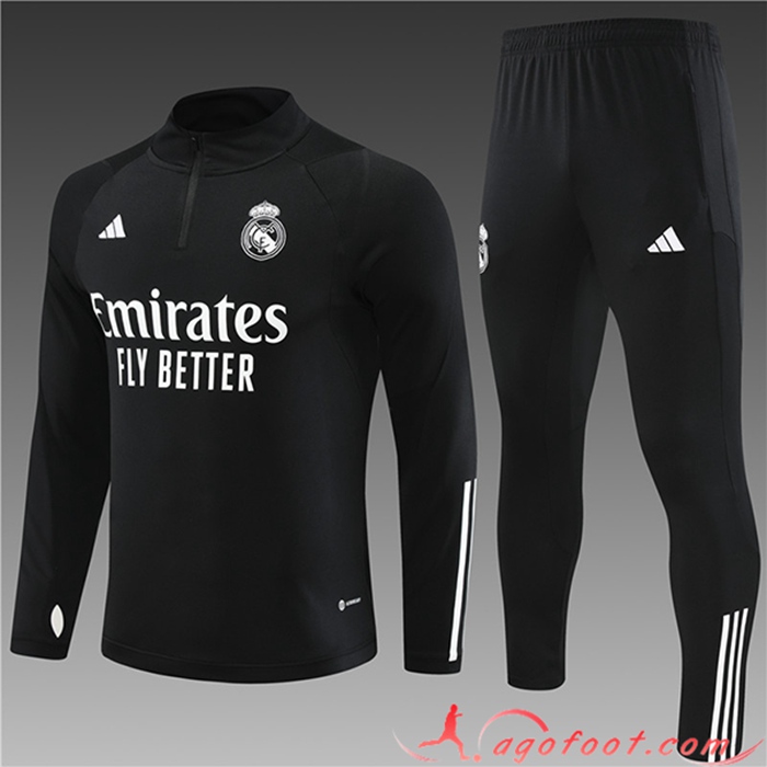 Collection Ensemble Survetement de Foot Real Madrid Enfant Noir 2023/2025