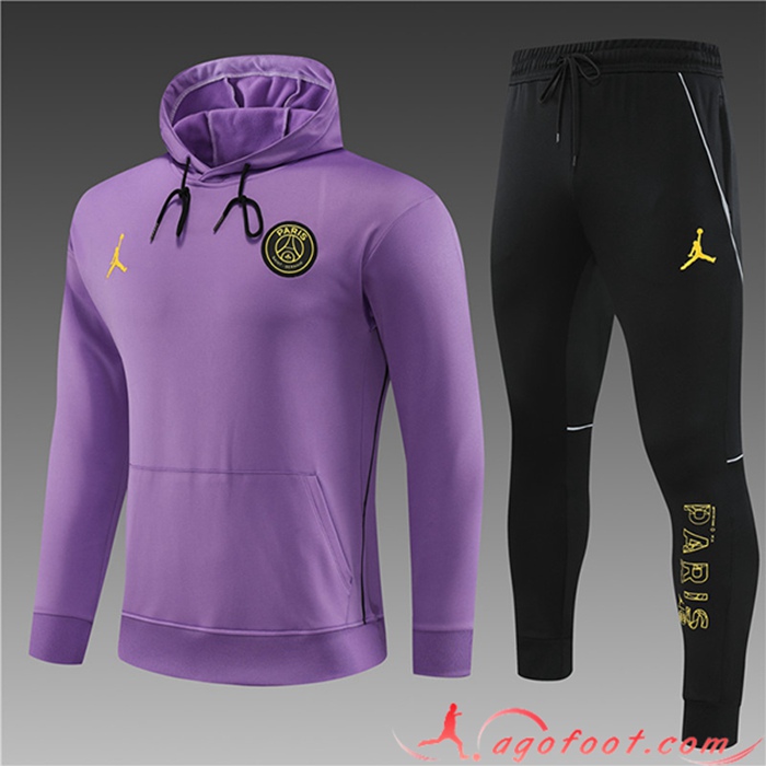 Ensemble Veste A Capuche Survetement de Foot Jordan PSG Enfant Pourpre 2023/2024