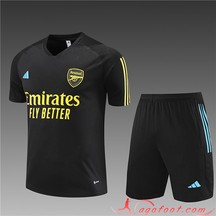 Ensemble Training T-Shirts + Shorts Arsenal Enfant Noir 2023/2024