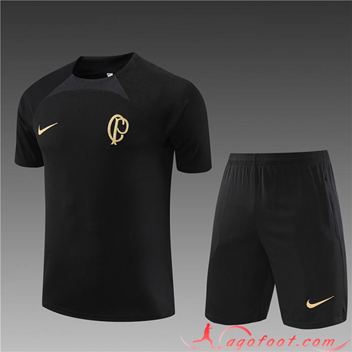 Ensemble Training T-Shirts + Shorts Corinthians Enfant Noir 2023/2024