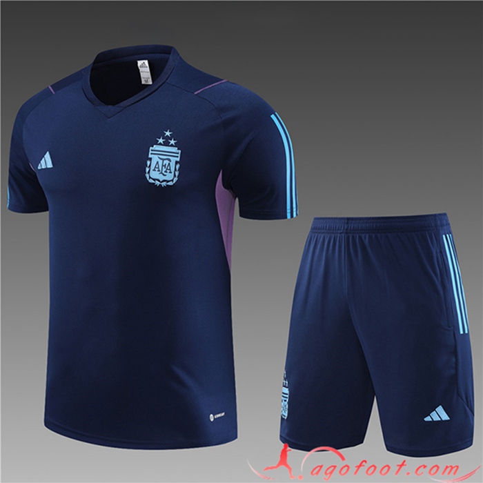 Ensemble Training T-Shirts + Shorts Argentine Enfant Bleu Marine 2023/2024
