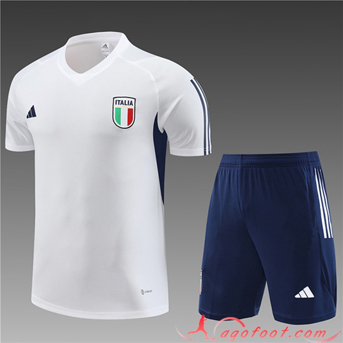 Ensemble Training T-Shirts + Shorts Italie Enfant Bleu Marine 2023/2024