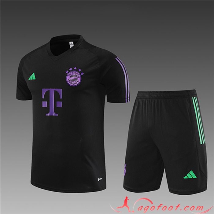 Ensemble Training T-Shirts + Shorts Bayern Munich Enfant Noir 2023/2024