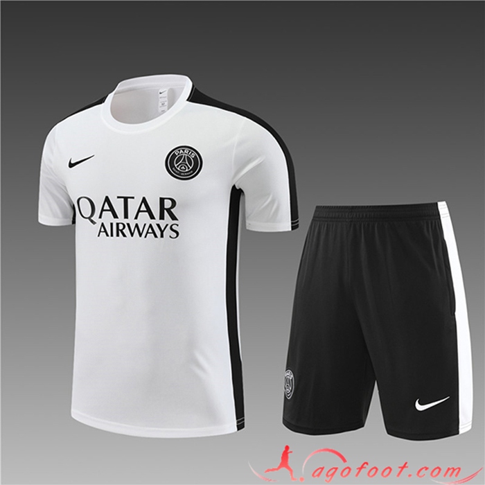Ensemble Training T-Shirts + Shorts PSG Enfant Blanc 2023/2024