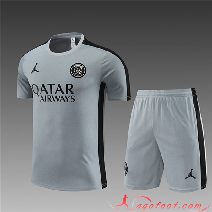 Ensemble Training T-Shirts + Shorts Jordan PSG Enfant Gris 2023/2024