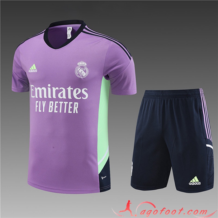 Ensemble Training T-Shirts + Shorts Real Madrid Enfant Pourpre 2023/2024