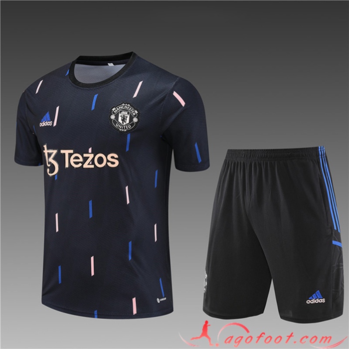 Ensemble Training T-Shirts + Shorts Manchester United Enfant Noir 2023/2024