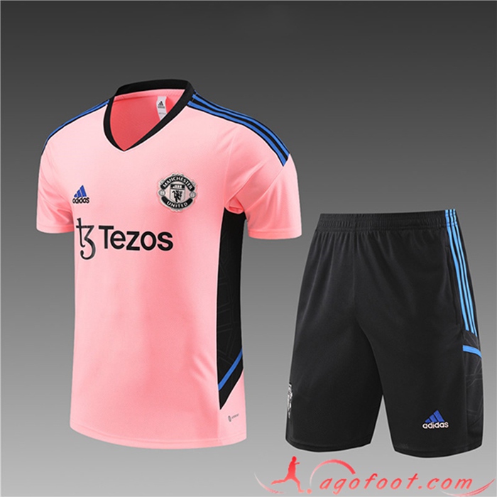 Ensemble Training T-Shirts + Shorts Manchester United Enfant Rose 2023/2024