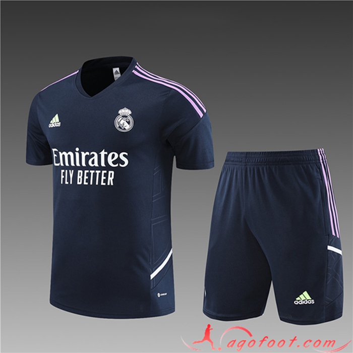 Ensemble Training T-Shirts + Shorts Real Madrid Enfant Bleu Marine 2023/2024