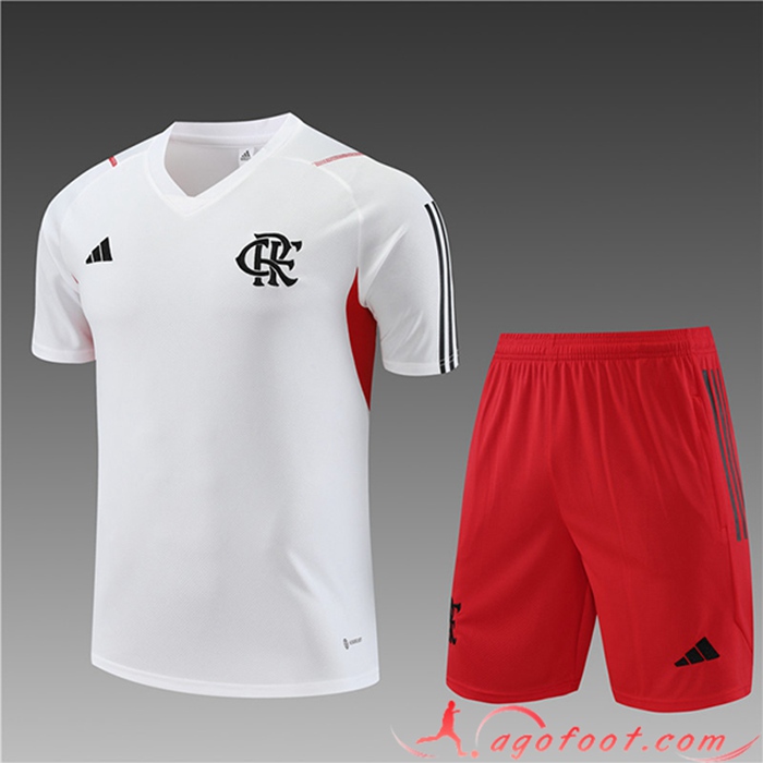 Ensemble Training T-Shirts + Shorts Flamenco Enfant Blanc 2023/2024