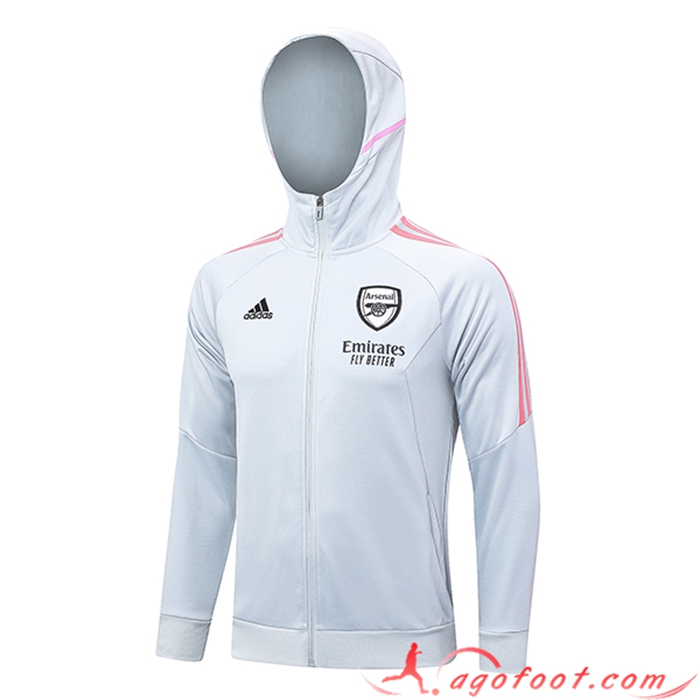 Veste A Capuche Arsenal Gris Clair 2023/2024