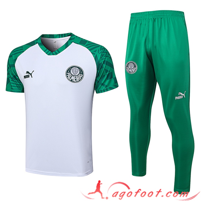 Ensemble Training T-Shirts + Pantalon Palmeiras Blanc 2023/2024