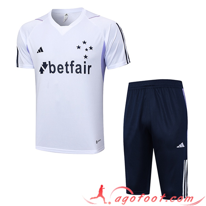 Ensemble Training T-Shirts + Shorts Cruzeiro Blanc 2023/2024