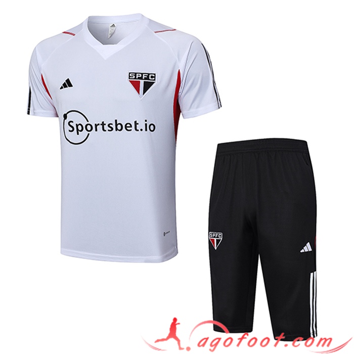 Ensemble Training T-Shirts + Shorts Sao Paulo FC Blanc 2023/2024