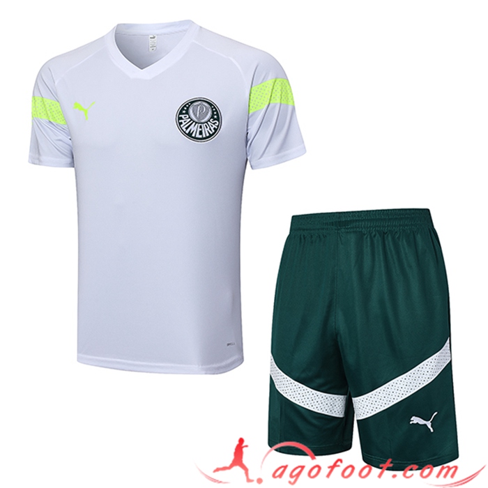 Ensemble Training T-Shirts + Shorts Palmeiras Blanc 2023/2024