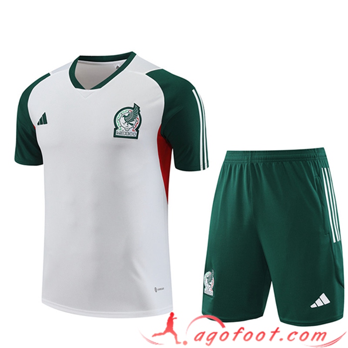 Ensemble Training T-Shirts + Shorts Mexique Blanc 2023/2024