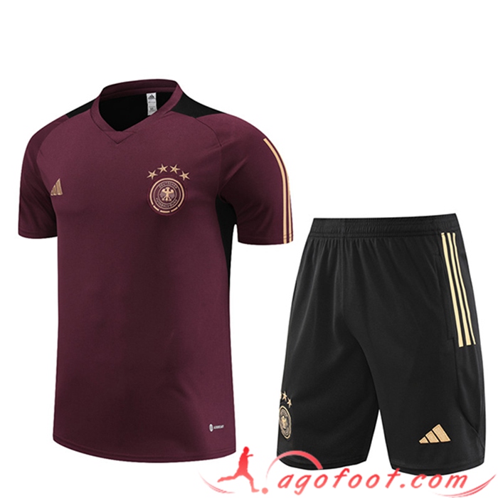 Ensemble Training T-Shirts + Shorts Allemagne Brune 2023/2024 -02