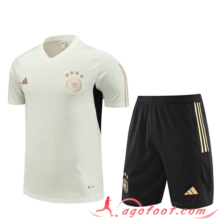 Ensemble Training T-Shirts + Shorts Allemagne Blanc 2023/2024 -02