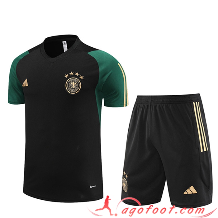 Ensemble Training T-Shirts + Shorts Allemagne Noir 2023/2024