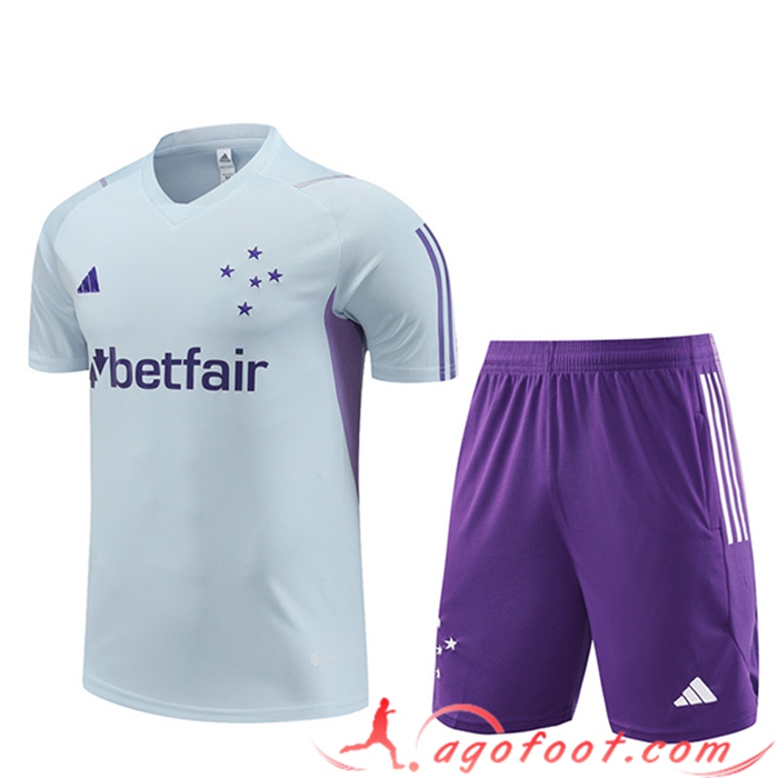 Ensemble Training T-Shirts + Shorts Cruzeiro Gris Clair 2023/2024