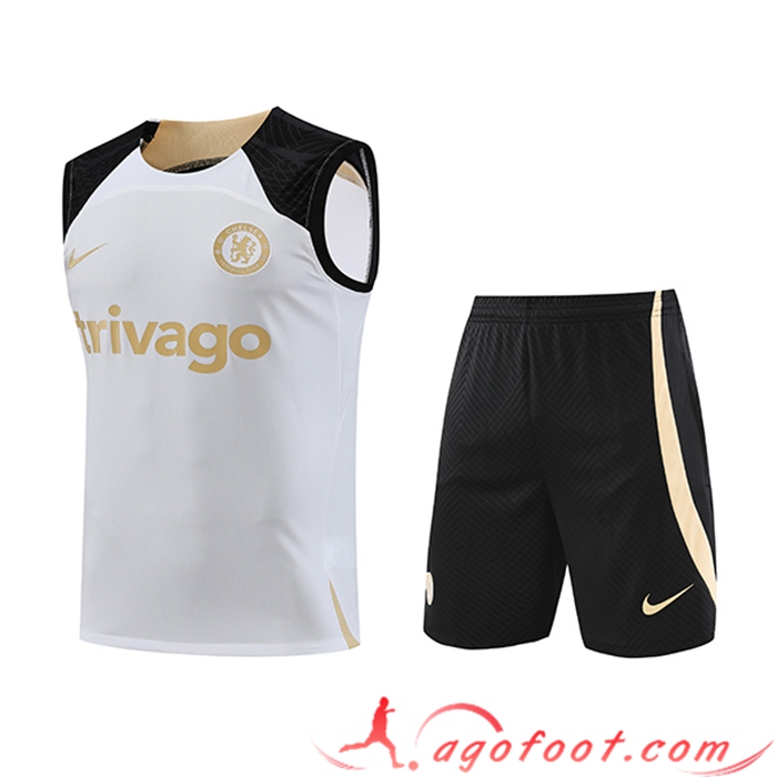 Ensemble Training Debardeur + Shorts FC Chelsea Blanc 2023/2024 -02