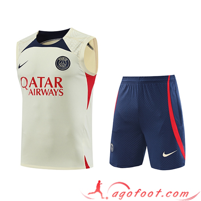 Ensemble Training Debardeur + Shorts PSG Jaune 2023/2024 -02