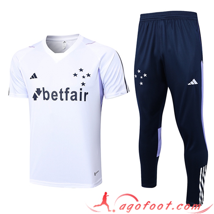 Ensemble Training T-Shirts + Pantalon Cruzeiro Blanc 2023/2024