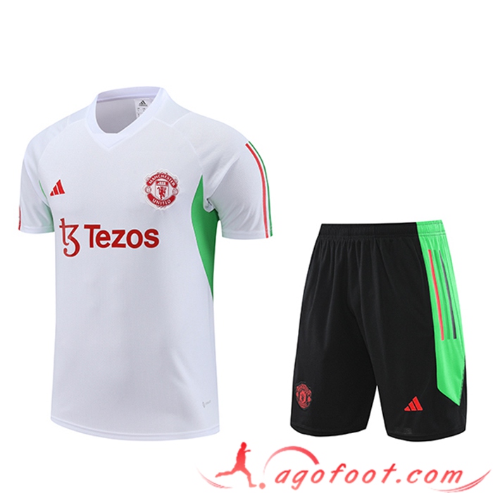 Ensemble Training T-Shirts + Shorts Manchester United Blanc 2023/2024 -02