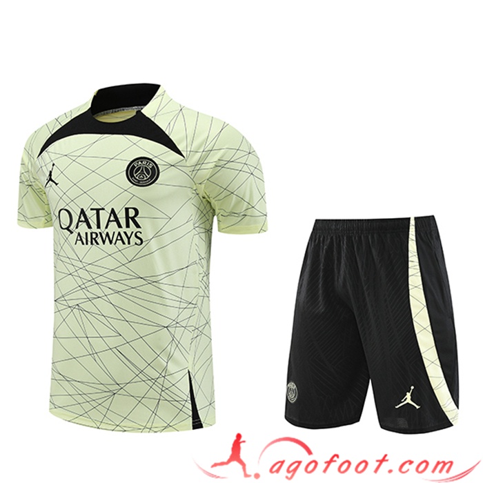 Ensemble Training T-Shirts + Shorts PSG Jaune 2023/2024 -03